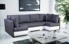 Foto SOFÁ CAMA CON TRES ARCÓNES FORMA DE U 288 CM X 144 CM R CITY U GRIS TELA/BLANCO POLIPIEL