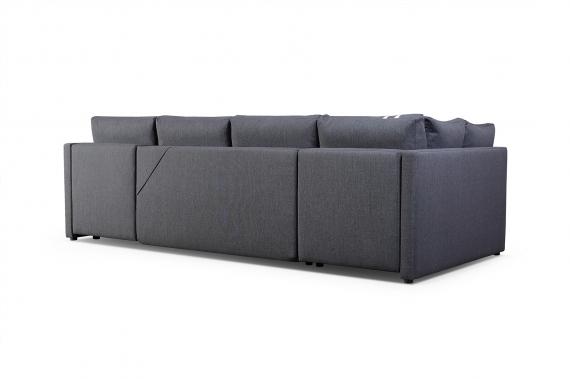 Foto SOFÁ CAMA CON TRES ARCÓNES FORMA DE U 288 CM X 144 CM R CITY U MARRÓN TELA/BLANCO POLIPIEL