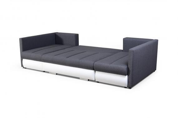 Foto SOFÁ CAMA CON TRES ARCÓNES FORMA DE U 288 CM X 144 CM R CITY U GRIS TELA/BLANCO POLIPIEL
