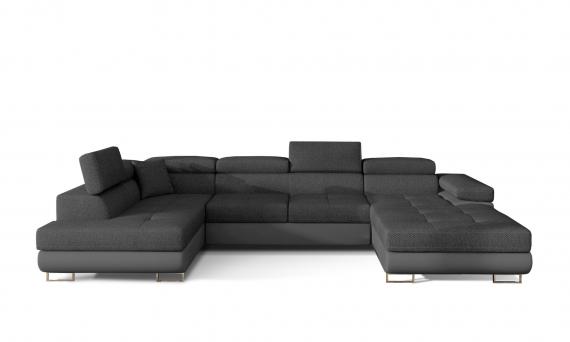 Photo Sofa beds with storage - dark gray/fabric - gray/faux leather - 345x205 - RODRIGO