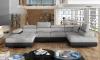 Photo Sofa beds with storage - gray/fabric - black/faux leather - 345x205 - RODRIGO
