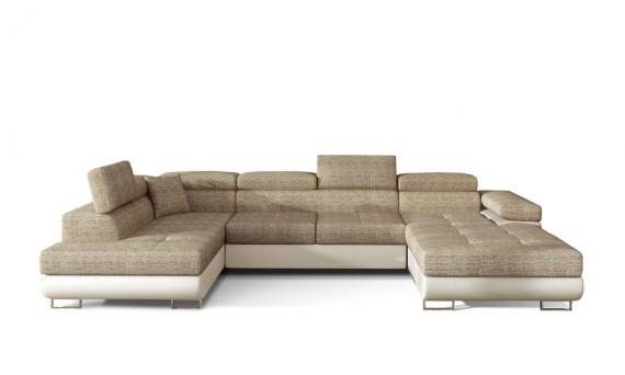 Photo Sofa beds with storage - beige/fabric - cream/faux leather - 345x205 - RODRIGO