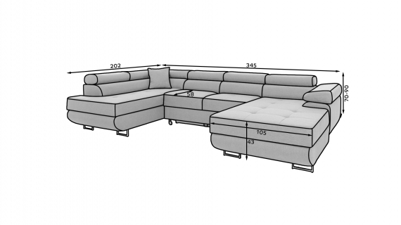 Photo Sofa beds with storage - beige/fabric - cream/faux leather - 345x205 - RODRIGO