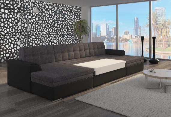 Photo U-shaped sofa bed - Vento Gray, Fabric, 359cm x 165cm