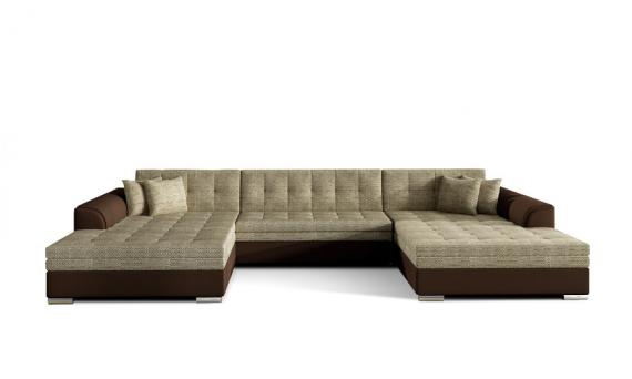 Photo U-shaped sofa - Vento, Beige / Brown, fabric / faux leather, 359cm x 165cm