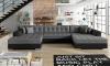 Photo U-shaped sofa - Vento, Gray / Black, Fabric / Faux leather, 359cm x 165cm