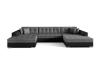Photo U-shaped sofa - Vento, Gray / Black, Fabric / Faux leather, 359cm x 165cm