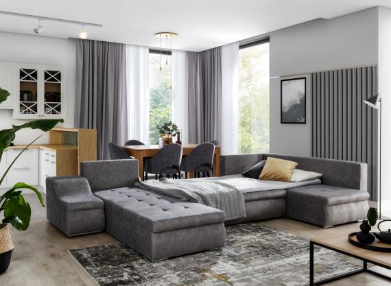 Foto SOFÁ CAMA CON ARCÓN FORMA DE U 351 CM X 190 CM GIOVANNI GRIS
