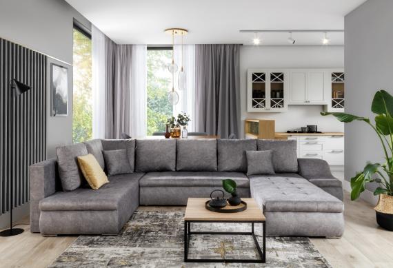 Foto SOFÁ CAMA CON ARCÓN FORMA DE U 351 CM X 190 CM GIOVANNI GRIS