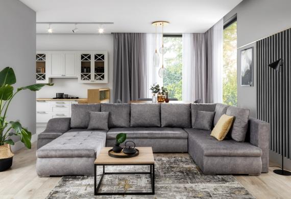 Foto SOFÁ CAMA CON ARCÓN FORMA DE U 351 CM X 190 CM GIOVANNI GRIS