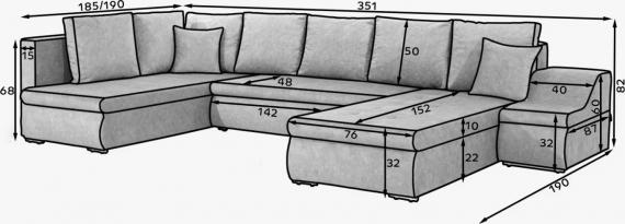 Foto SOFÁ CAMA CON ARCÓN FORMA DE U 351 CM X 190 CM GIOVANNI BEIGE