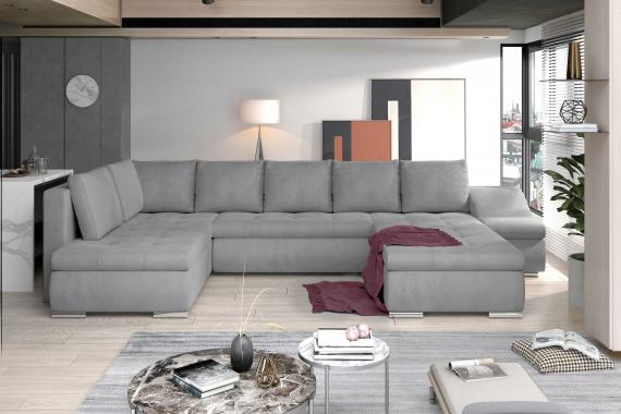 Foto SOFÁ CAMA CON ARCÓN FORMA DE U 351 CM X 190 CM GIOVANNI GRIS CLARO