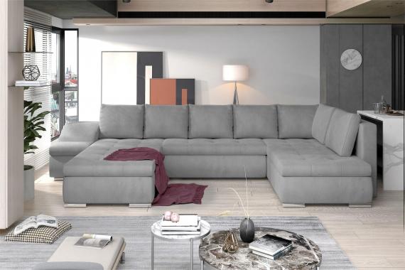 Foto SOFÁ CAMA CON ARCÓN FORMA DE U 351 CM X 190 CM GIOVANNI GRIS CLARO