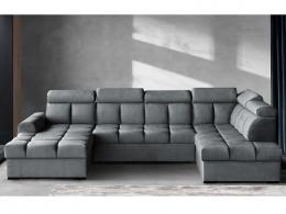 SOFÁ EN FORMA DE U I CAMA EXTRAIBLE CON DOS ARCONES I REPOSACABEZAS RECLINABLES 330 CM X 195 CM GOMEZ GRIS OSCURO