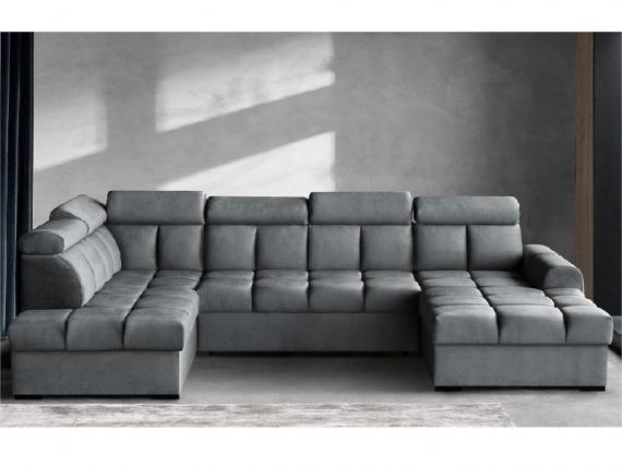 Foto SOFÁ EN FORMA DE U I CAMA EXTRAIBLE CON DOS ARCONES I REPOSACABEZAS RECLINABLES 330 CM X 195 CM GOMEZ GRIS OSCURO
