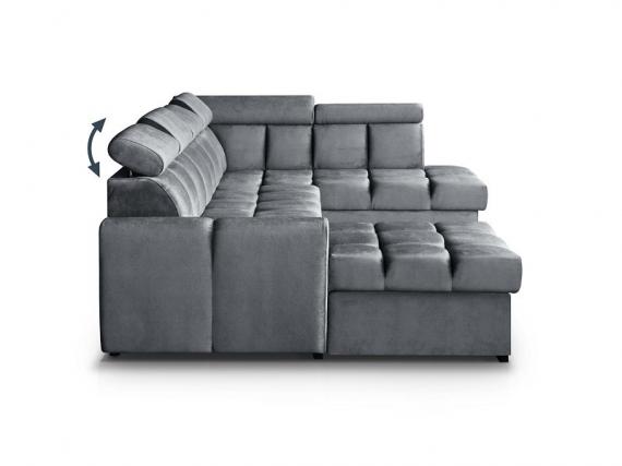 Foto SOFÁ EN FORMA DE U I CAMA EXTRAIBLE CON DOS ARCONES I REPOSACABEZAS RECLINABLES 330 CM X 195 CM GOMEZ GRIS OSCURO