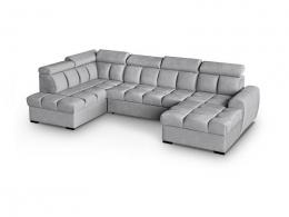 SOFÁ EN FORMA DE U I CAMA EXTRAIBLE CON DOS ARCONES I REPOSACABEZAS RECLINABLES 330 CM X 195 CM GOMEZ GRIS