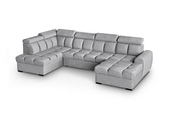 Foto SOFÁ EN FORMA DE U I CAMA EXTRAIBLE CON DOS ARCONES I REPOSACABEZAS RECLINABLES 330 CM X 195 CM GOMEZ GRIS
