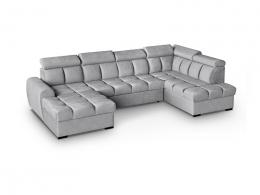 SOFÁ EN FORMA DE U I CAMA EXTRAIBLE CON DOS ARCONES I REPOSACABEZAS RECLINABLES 330 CM X 195 CM GOMEZ GRIS