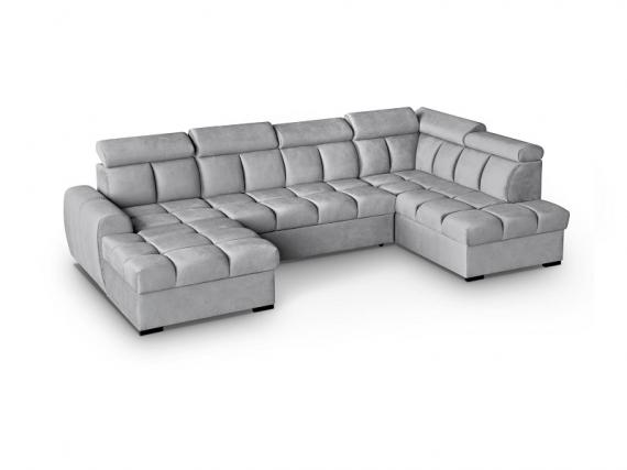 Foto SOFÁ EN FORMA DE U I CAMA EXTRAIBLE CON DOS ARCONES I REPOSACABEZAS RECLINABLES 330 CM X 195 CM GOMEZ GRIS