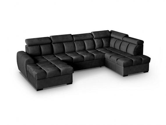 Foto SOFÁ EN FORMA DE U I CAMA EXTRAIBLE CON DOS ARCONES I REPOSACABEZAS RECLINABLES 330 CM X 195 CM GOMEZ NEGRO