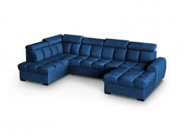 SOFÁ EN FORMA DE U I CAMA EXTRAIBLE CON DOS ARCONES I REPOSACABEZAS RECLINABLES 330 CM X 195 CM GOMEZ AZUL
