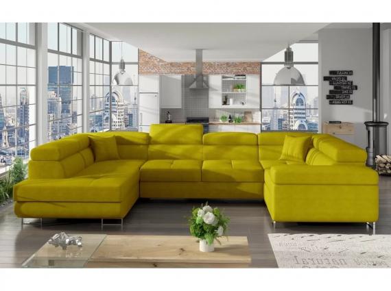 Foto SOFÁ CAMA CON ARCÓN FORMA DE U REPOSACABEZAS RECLINABLES 340 CM X 202 CM LETTO AMRILLO