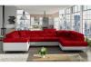 Foto SOFÁ CAMA CON ARCÓN FORMA DE U REPOSACABEZAS RECLINABLES 340 CM X 202 CM LETTO ROJO TELA/BLANCO POLIPIEL