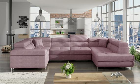 Foto SOFÁ CAMA CON ARCÓN FORMA DE U REPOSACABEZAS RECLINABLES 340 CM X 202 CM LETTO ROSA