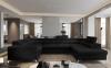 Photo Modern U-shaped sofa (2 chaise longues) with bed and storage - black - 347x202 - LUIS