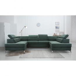 SOFÁ CAMA CON DOS ARCÓNES FORMA DE U 350 CM X 202 CM MADRYT VERDE