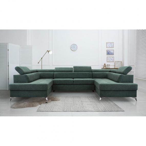 Foto SOFÁ CAMA CON DOS ARCÓNES FORMA DE U 350 CM X 202 CM MADRYT VERDE