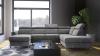 Foto SOFÁ GRANDE I FORMA DE U I REPOSACABEZAS RECLINABLES I CON CAMA EXTRAIBLE ESTILO NÓRDICO Y DOS ARCONES  335 CM X 240 CM ULISSESA GRIS TELA