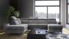 Foto SOFÁ GRANDE I FORMA DE U I REPOSACABEZAS RECLINABLES I CON CAMA EXTRAIBLE ESTILO NÓRDICO Y DOS ARCONES  335 CM X 240 CM ULISSESA GRIS TELA