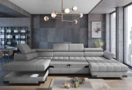 SOFÁ GRANDE CON CAMA Y ARCÓN FORMA DE U 339 CM X 223 SELVA XL GRIS