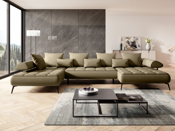 Photo Sofa - electric extendable seat - olive - SELEDO XL