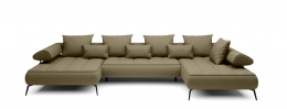 SOFÁ MODERNO I ASIENTO EXTENSIBLE ELÉCTRICO PATAS ALTAS 385 CM X 224 SELEDO XL OLIVA