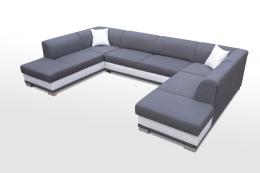 SOFÁ CAMA CON DOS ARCÓNES FORMA DE U 340 CM X 220 DARCO GRIS TELA/BLANCO POLIPIEL