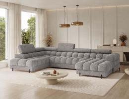 Large sofa with bed | storage | U-shape | reclining headrests | high legs 355 cm x 202 cm Feraria Gray