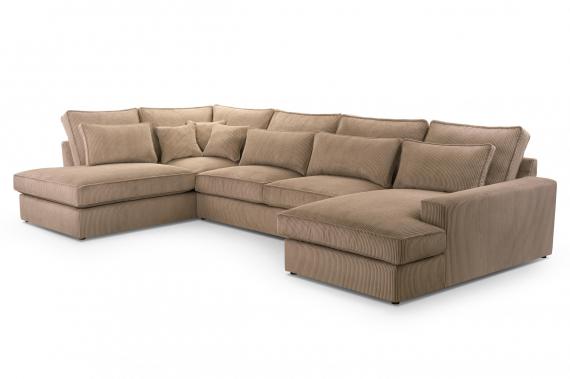 Photo Large U-shaped sofa – Cleo U, Brown, 398cm x 176cm x 225cm