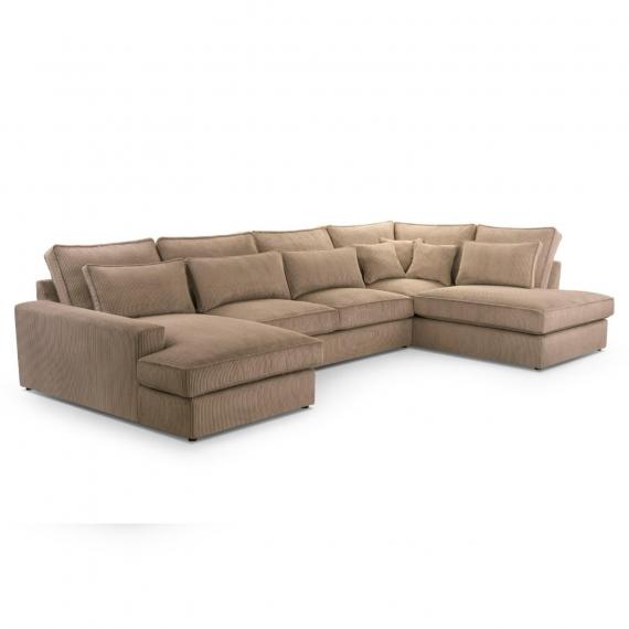 Photo Large U-shaped sofa – Cleo U, Brown, 398cm x 176cm x 225cm