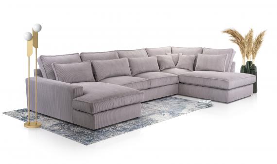 Photo Large U-shaped sofa – Cleo U, Gray, 398cm x 176cm x 225cm