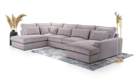 Photo Large U-shaped sofa – Cleo U, Gray, 398cm x 176cm x 225cm