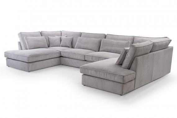 Photo Large U-shaped sofa – Cobra U, Light gray, 407x225