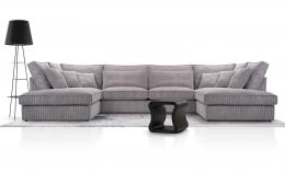 Large U-shaped sofa – Cobra U, Light gray, 407x225