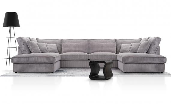 Photo Large U-shaped sofa – Cobra U, Light gray, 407x225