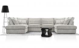 SOFÁ GRANDE EN FORMA DE U 407 CM X 225 COBRA PLATA