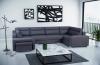 Photo Large U-shaped sofa with bed and 3 storage compartments – ALVARES U, Dark gray, 370x205