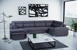 Large U-shaped sofa with bed and 3 storage compartments – ALVARES U, Dark gray, 370x205