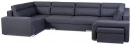 Large U-shaped sofa with bed and 3 storage compartments – ALVARES U, Dark gray, 370x205